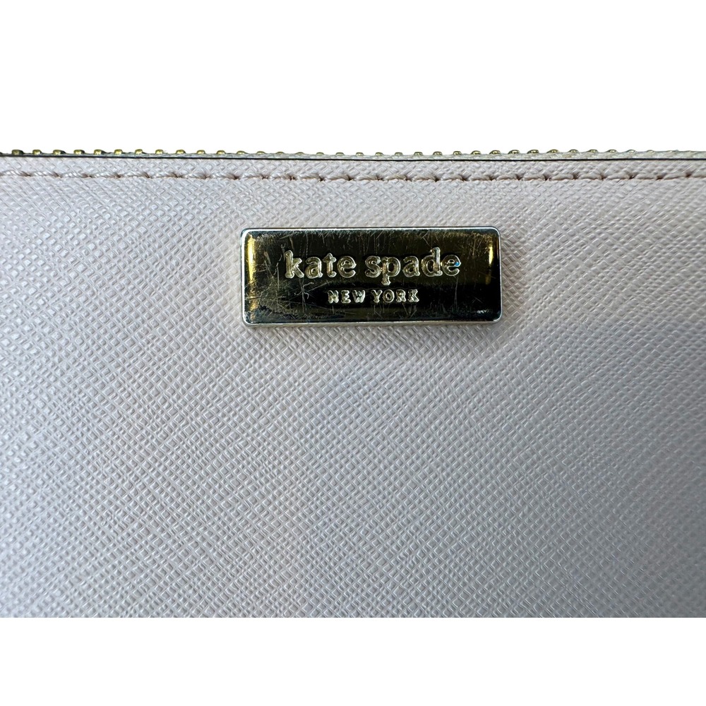 Kate Spade New York Pink Saffiano Leather Zip Around Wallet with Dust Bag - Picture 3 of 6